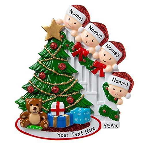 Peeking Family Personalized Ornament (Family of 4) Default Title