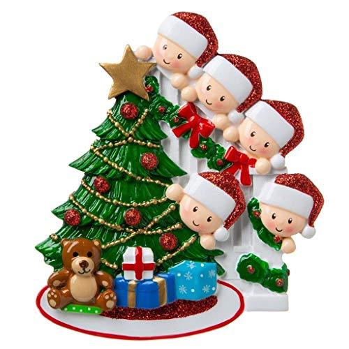 Peeking Family Personalized Ornament (Family of 5)
