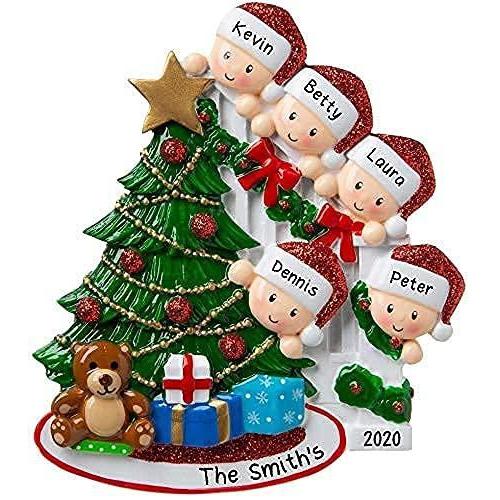 Peeking Family Personalized Ornament (Family of 5)
