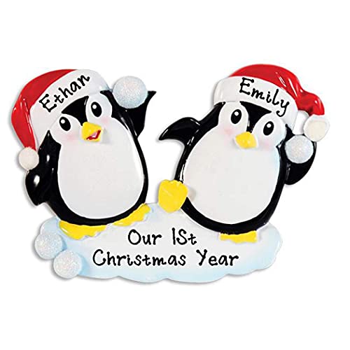 Penguin Couple Personalized Ornament