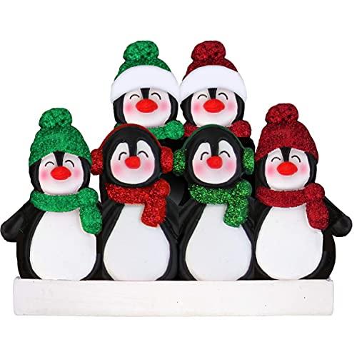 Penguin Family Personalized Ornament (Family of 6)