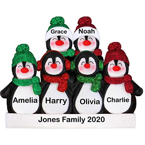 Penguin Family Personalized Ornament (Family of 6)