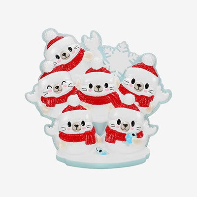 Personalized Arctic Seal Christmas Ornament (Family of 6)