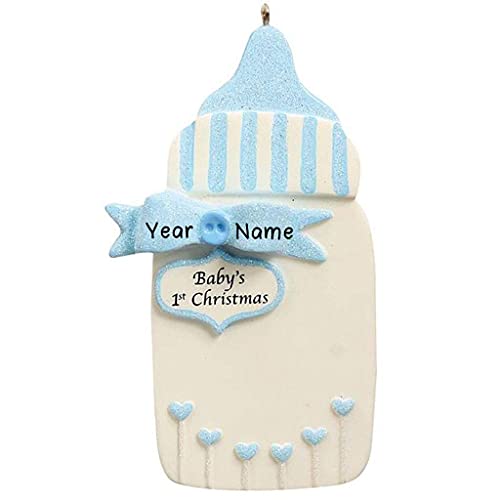 Personalized Baby Bottle Ornament (Blue) Default Title