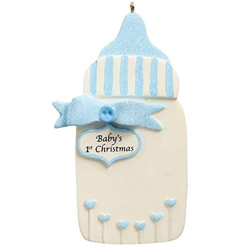 Personalized Baby Bottle Ornament (Blue)