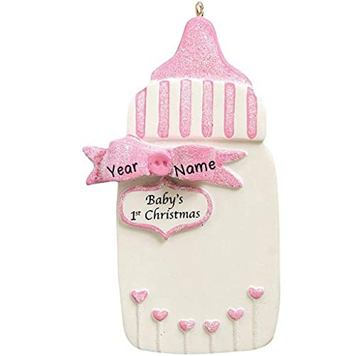 Personalized Baby Bottle Personalized Ornament (Pink) Default Title