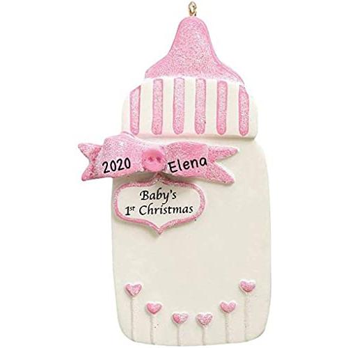 Personalized Baby Bottle Personalized Ornament (Pink)