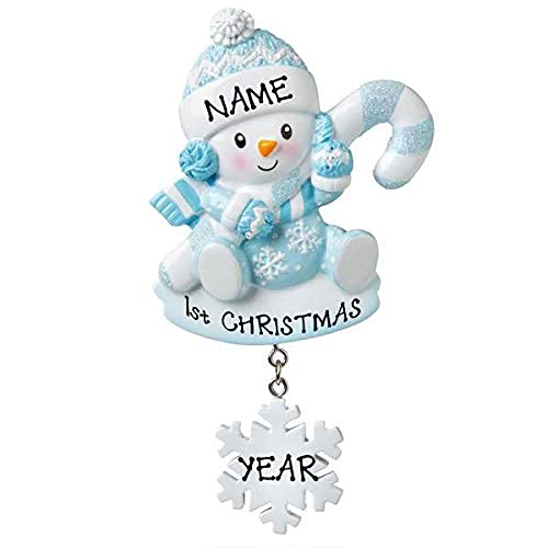 Personalized Baby Christmas Lights Ornament (Blue Snow Baby) Default Title