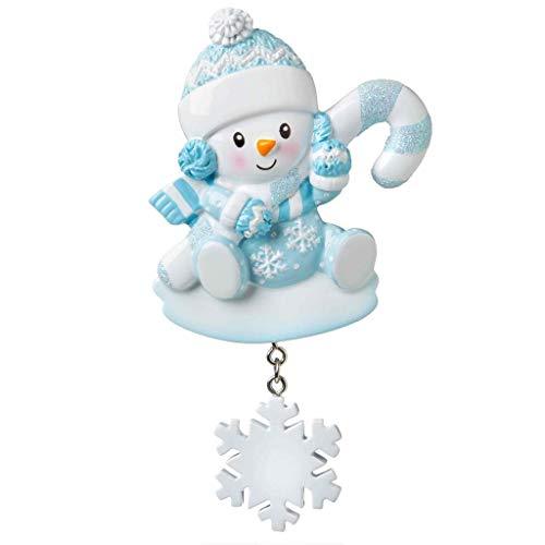 Personalized Baby Christmas Lights Ornament (Blue Snow Baby)