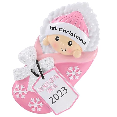 Personalized Baby`s First Christmas Ornament (Pink)