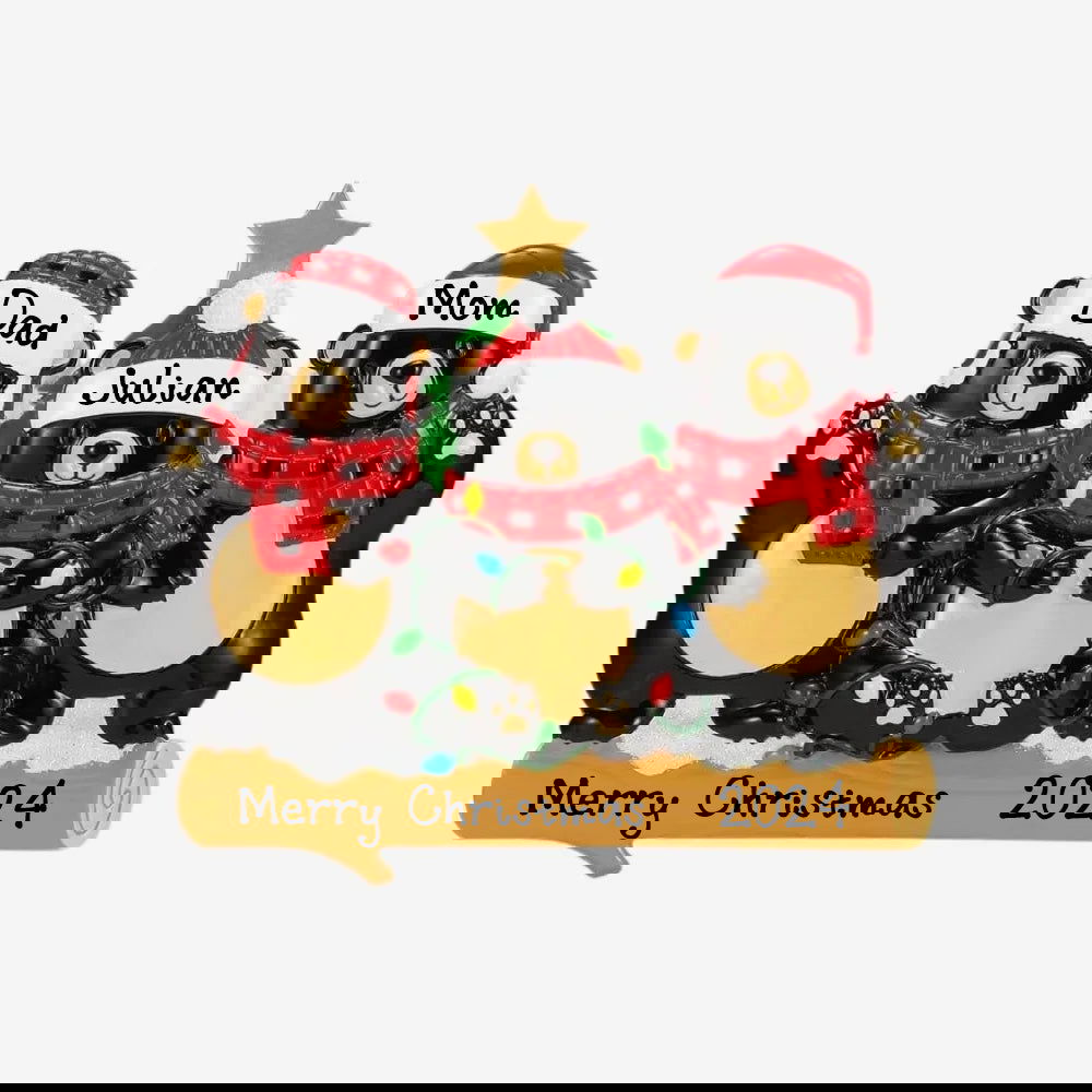Personalized Bears with Scarf & Santa Hat Christmas Ornament (Family of 3)
