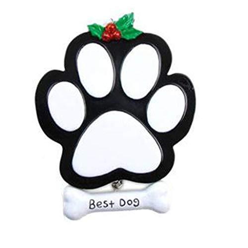 Personalized Black Dog Paw Ornament - Holiday Decor