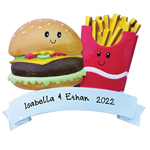 Personalized Burger & Fries Couple Christmas Ornament