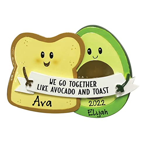 Personalized Christmas Avocado and Toast Couple Christmas Ornament