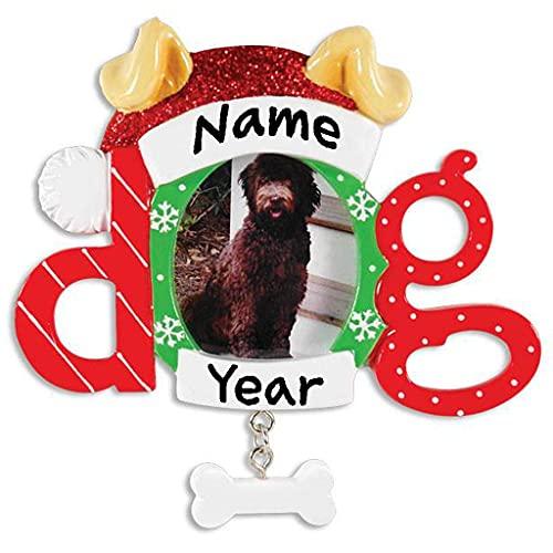 Personalized Christmas Dog Frame Ornament Default Title