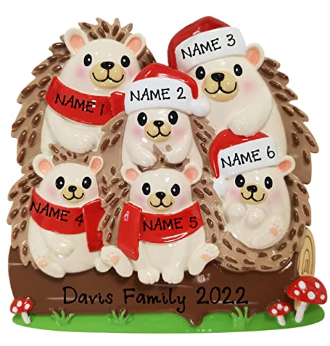 Personalized Christmas Ornament Hedgehog Family of 6