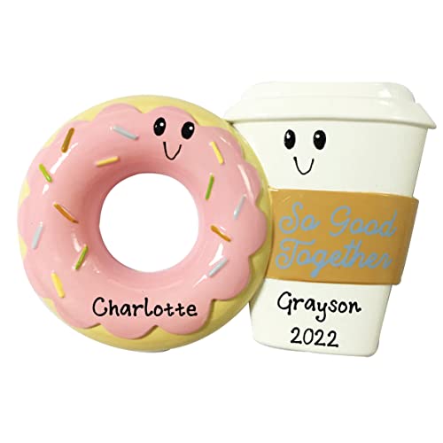 Personalized Coffee & Donut Couple Christmas Ornament