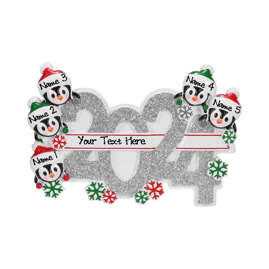 Personalized Family Christmas Ornament (Family of 5)