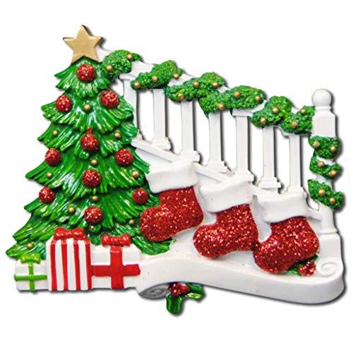 Personalized Family Ornament Bannister with Stocking (Family of 3)