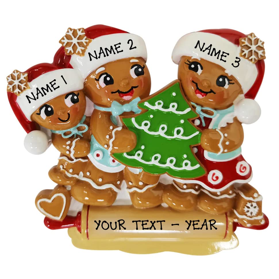 Personalized Family of 3 Nostalgic Gingerbread Ornament