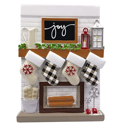 Personalized Fireplace Ornaments (Family of 4)