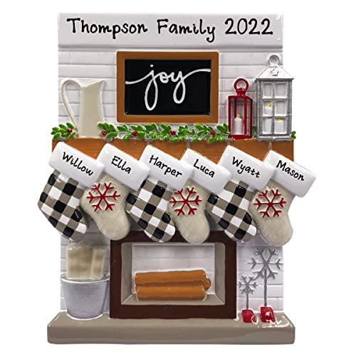 Personalized Fireplace Ornaments (Family of 6)