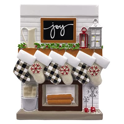 Personalized Fireplace Ornaments (Family of 6)