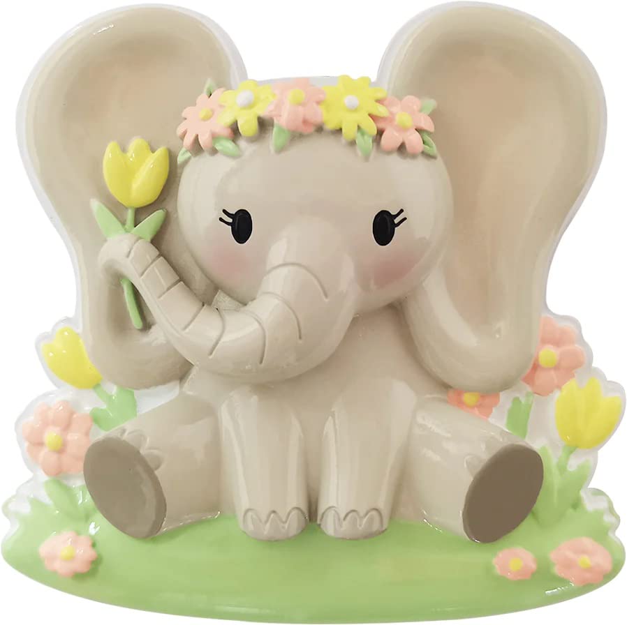 Personalized Girl Baby Elephant Christmas Tree Hanging Ornament