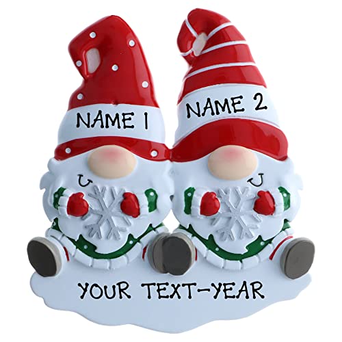Personalized Gnomes Family of 2 Christmas Ornament