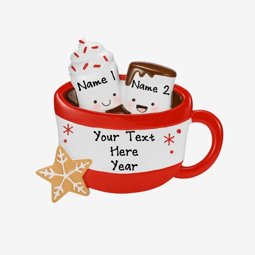 Personalized Hot Cocoa Christmas Ornament (Family of 2)