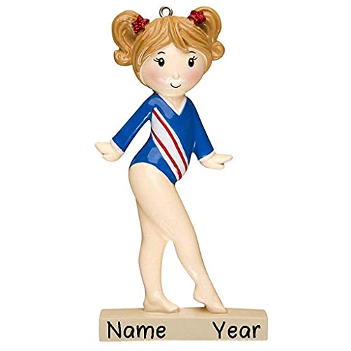 Personalized Little Girl Gymnast Ornament (Blue) Default Title