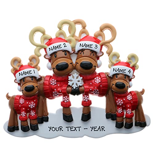 Personalized Mr. & Mrs. Reindeer Family Christmas Ornament (Family of 4)