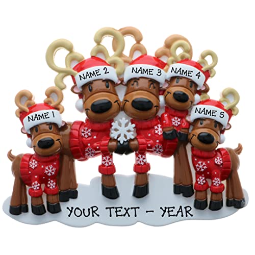 Personalized Mr. & Mrs. Reindeer Family Ornament (Family of 5)