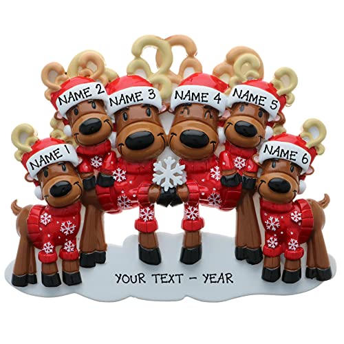 Personalized Mr. & Mrs. Reindeer Family Ornament (Family of 6)