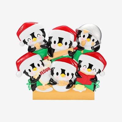 Personalized Penguin Baking Christmas Ornament 2024 (Family of 6)