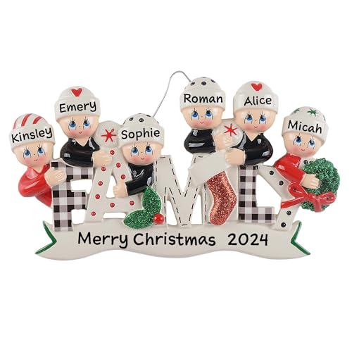 Personalized Pyjama Family Christmas Ornament (Family of 6)