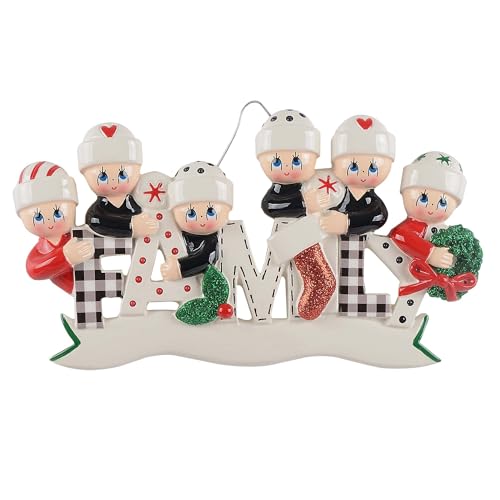 Personalized Pyjama Family Christmas Ornament (Family of 6)