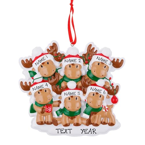 Personalized Reindeer Rudolph Family Christmas Ornament (Family of 6)