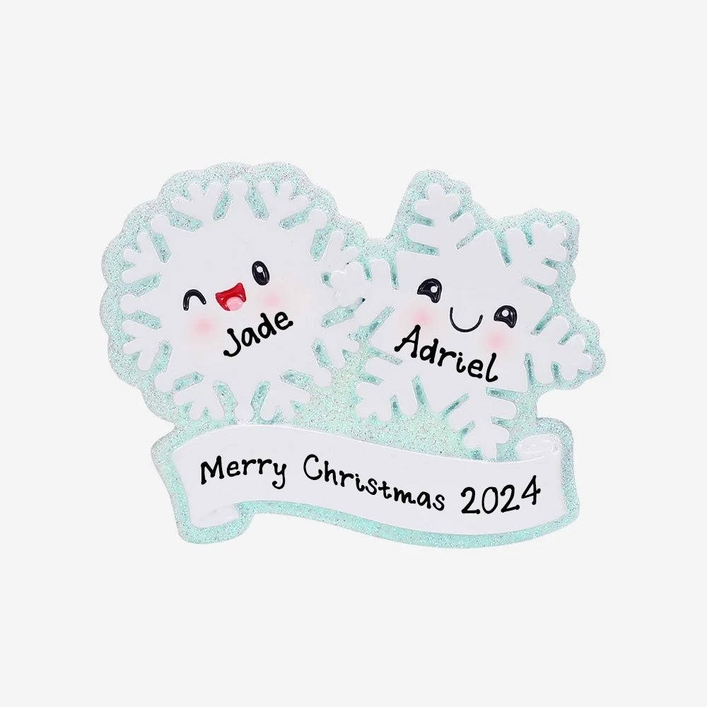 Personalized Snowflake Christmas Ornament (Family of 2)