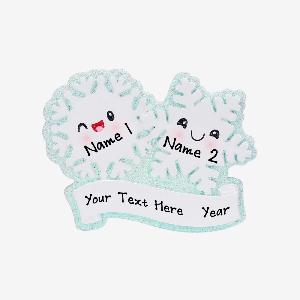 Personalized Snowflake Christmas Ornament (Family of 2)