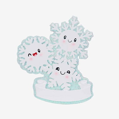 Personalized Snowflake Christmas Ornament (Family of 3)