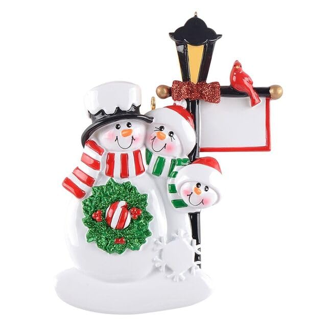Personalized Snowman Family Christmas Ornaments - (Family of 3)