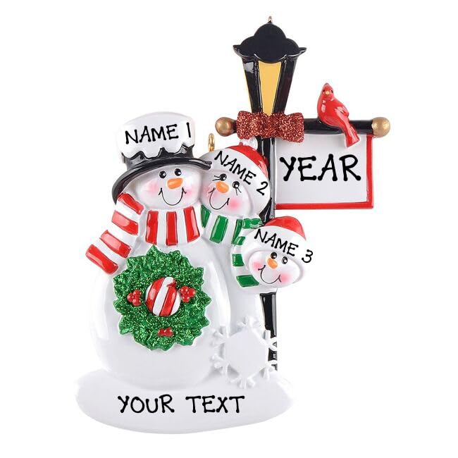 Personalized Snowman Family Christmas Ornaments - (Family of 3)
