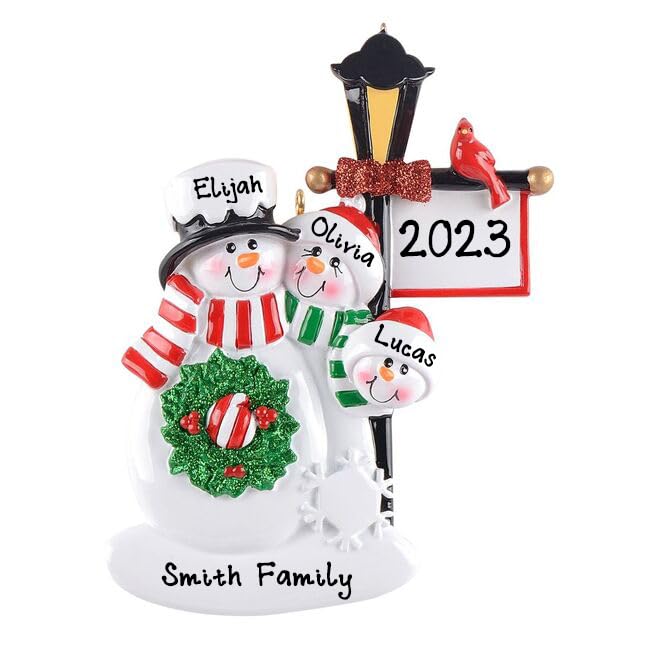 Personalized Snowman Family Christmas Ornaments - (Family of 3)