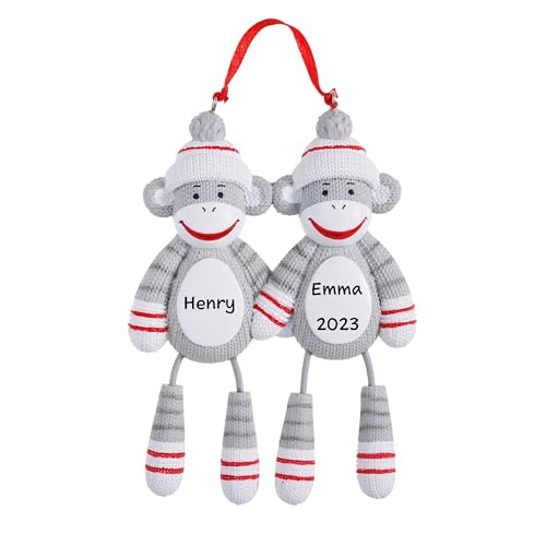 Personalized Sock Monkey Couple Ornament - Present Gift (Family of 2)