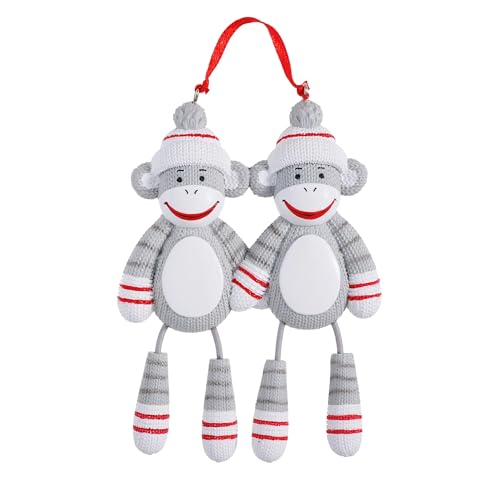 Personalized Sock Monkey Couple Ornament - Present Gift (Family of 2)