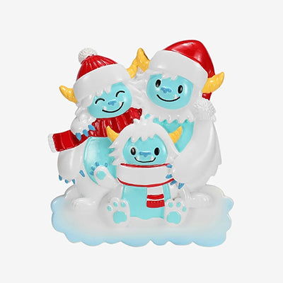 Personalized Yeti Christmas Ornament (Family of 3)