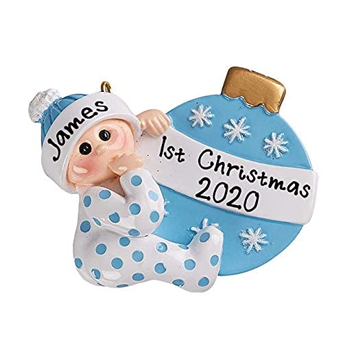 Personalized baby's 1st Christmas Ornament 2022 (Blue Ball) Default Title