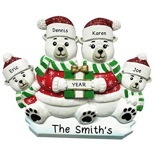 Polar Bear Family Personalized Ornament (Family of 4) Default Title