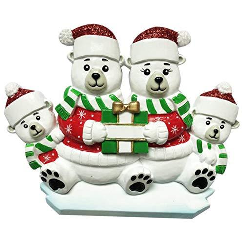Polar Bear Family Personalized Ornament (Family of 4)